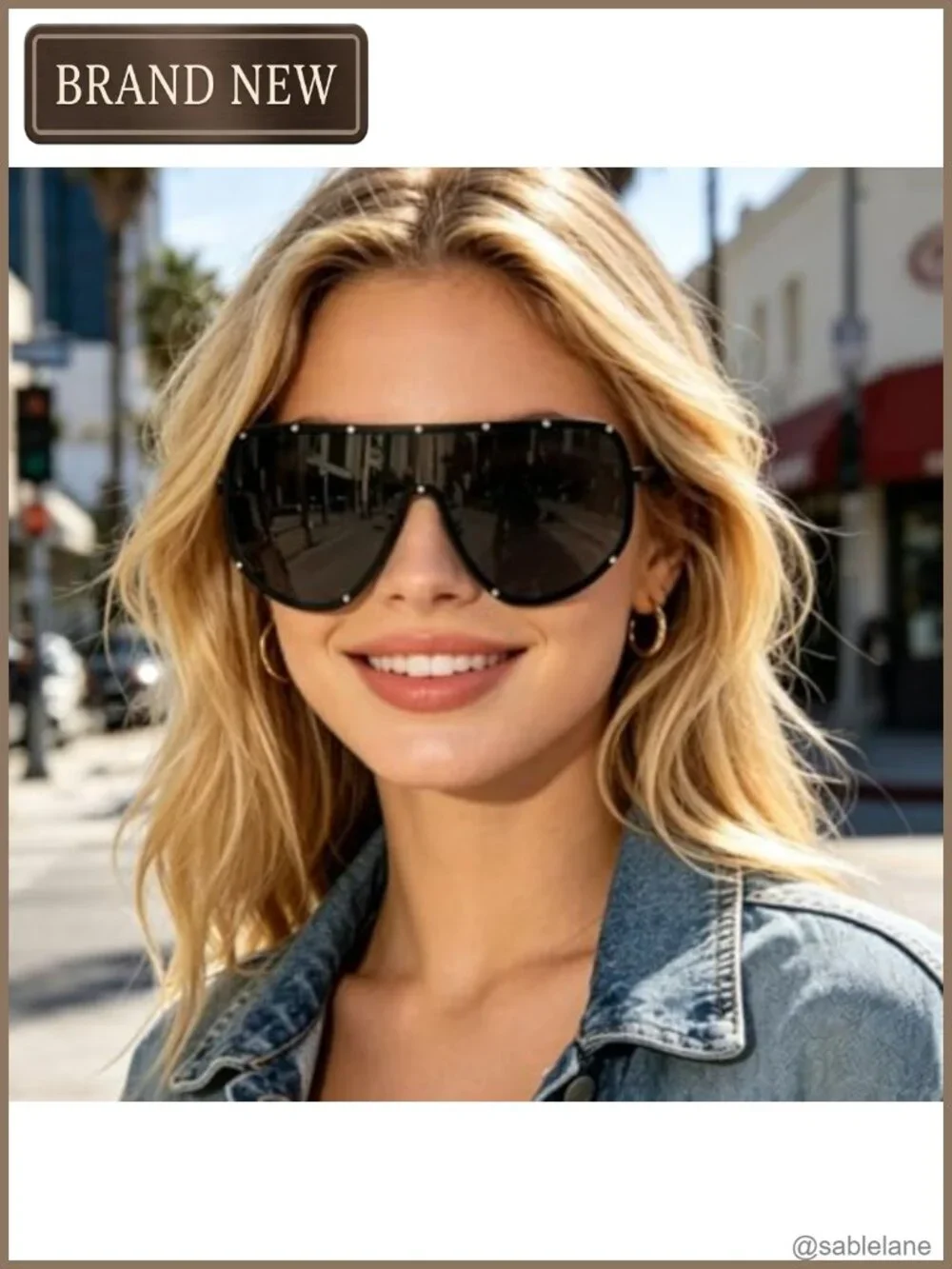 Oversized Polarized Sunglasses Vintage Shield UV400